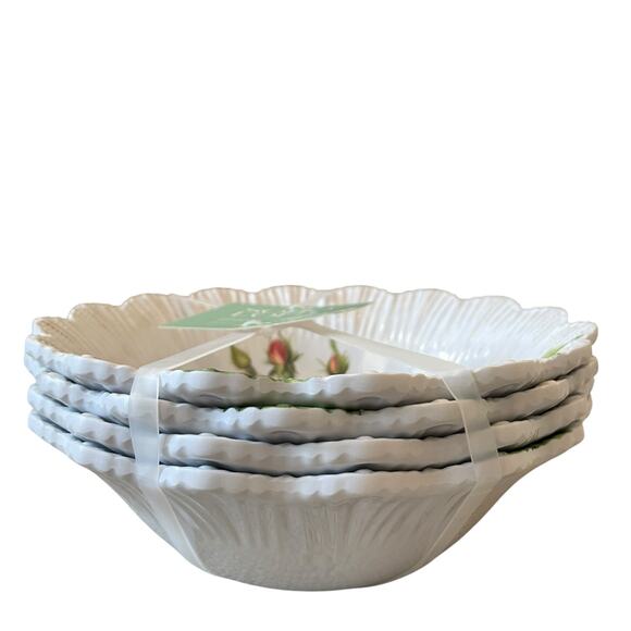 Soho Loft Spring Floral Melamine Bowls 7.5in Shabby Chic Set of 4 NEW - Picture 7 of 14